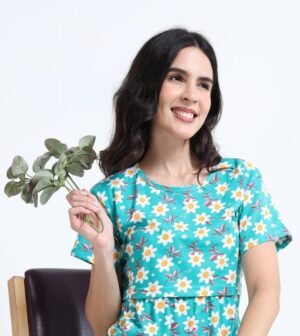 Women Zipless Feeding Maternity Dress with Pocket