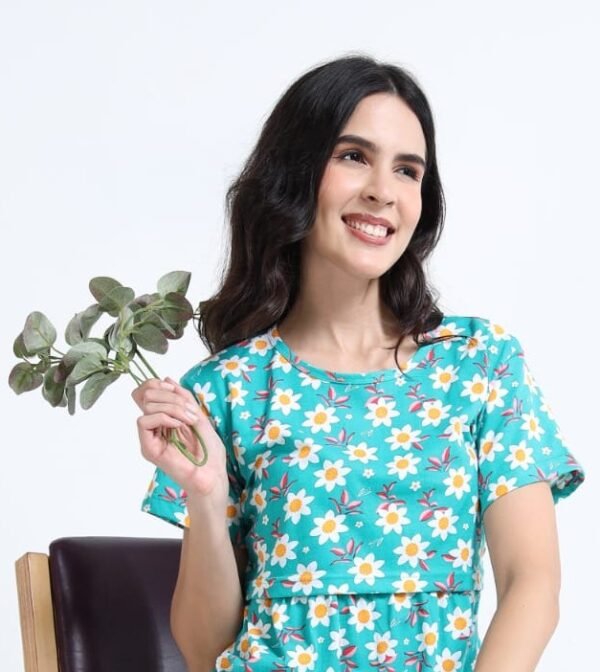 Women Zipless Feeding Maternity Dress with Pocket