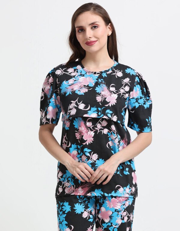 Zipless Maternity Feeding Night Dress Set
