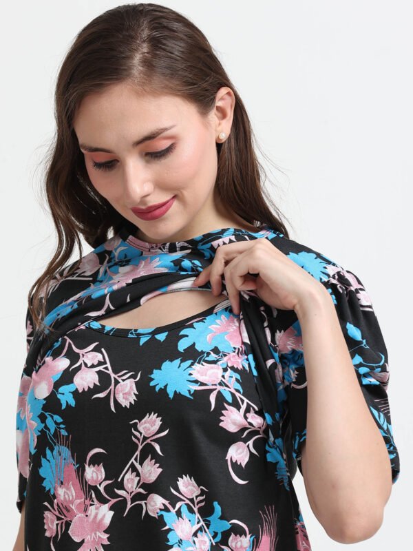 Zipless Maternity Feeding Night Dress Set