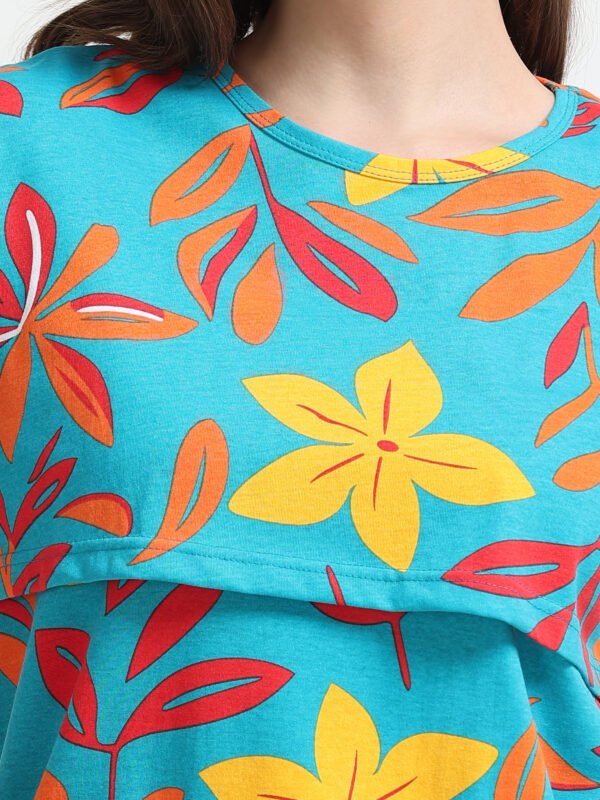 Women Printed Nursing Night Suit for Feeding Mothers