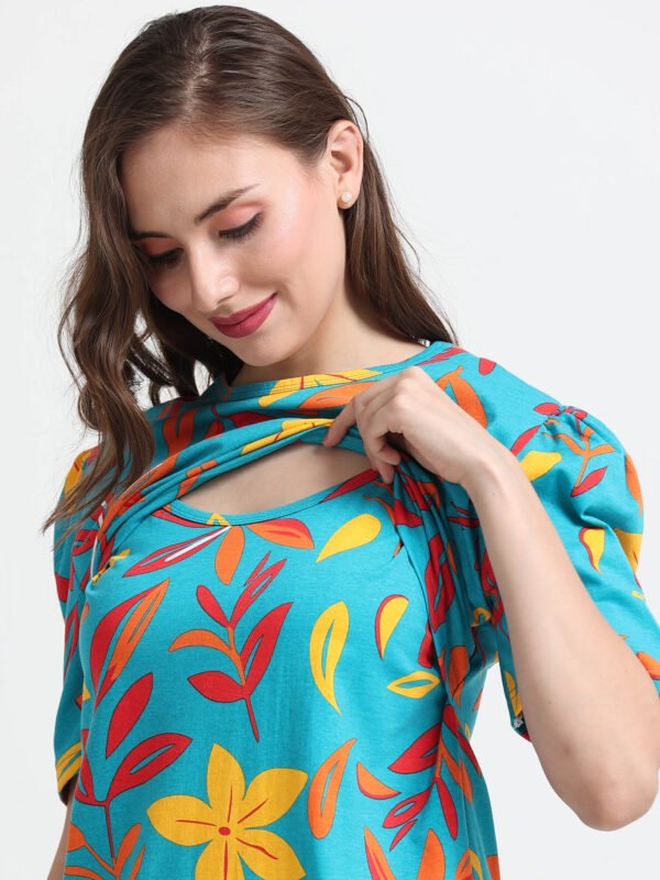 Women Printed Nursing Night Suit for Feeding Mothers