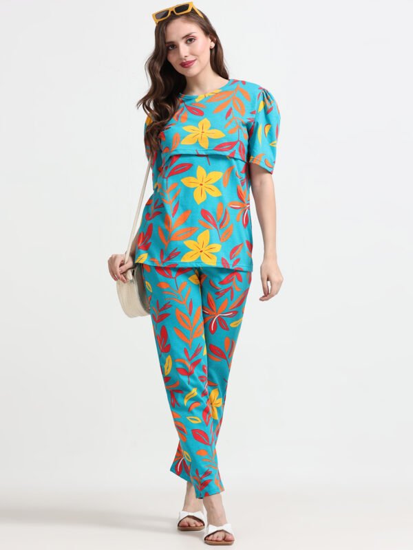Women Printed Nursing Night Suit for Feeding Mothers