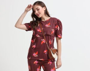 Women Cotton Nursing T-Shirt & Pyjama Night Suit