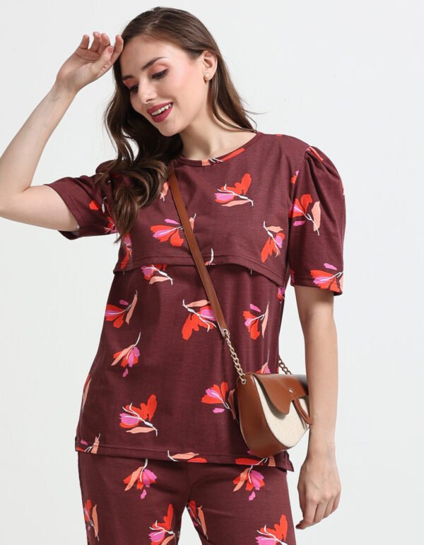 Women Cotton Nursing T-Shirt & Pyjama Night Suit