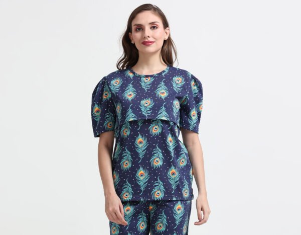 Women Cotton Maternity Feeding Night Suit Set