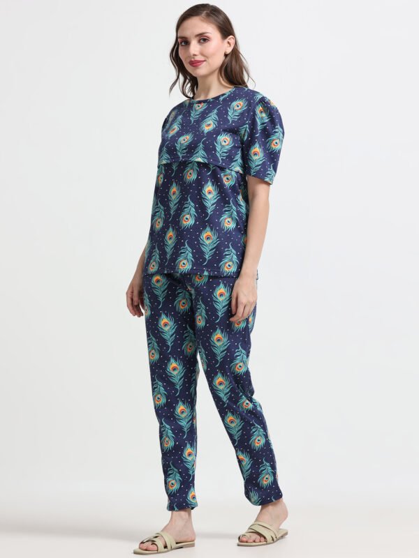Women Cotton Maternity Feeding Night Suit Set
