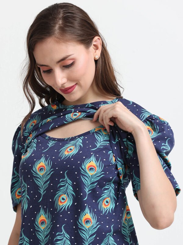Women Cotton Maternity Feeding Night Suit Set