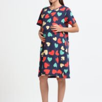 Women’s Heart Print Long Polo Dress