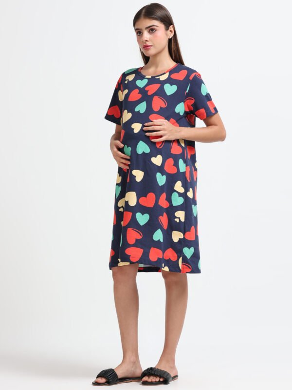 Women’s Heart Print Long Polo Dress
