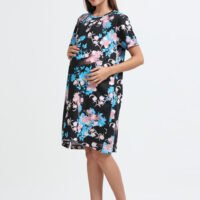 Women’s Casual Floral Print Short Sleeve Long Polo Dress