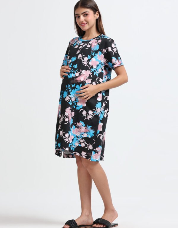 Women’s Casual Floral Print Short Sleeve Long Polo Dress