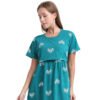 Teal Heart baby foot Print Zipless Feeding Maxi Top
