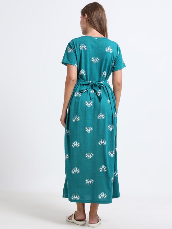 Teal Heart baby foot Print Zipless Feeding Maxi Top