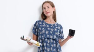 Women’s Zipless Feeding Blue Leaf Print Nighty