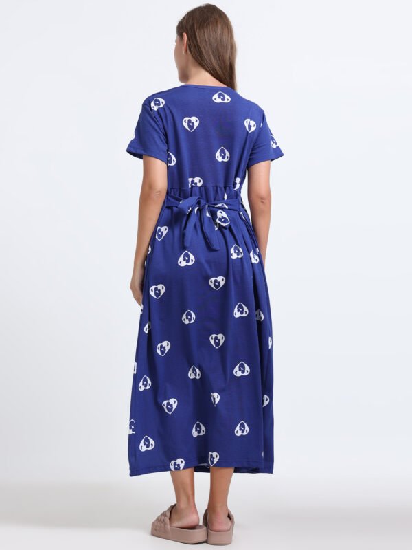 Royal Blue Heart Print Zipless Feeding Maxi Top