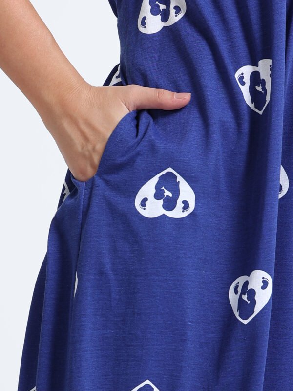 Royal Blue Heart Print Zipless Feeding Maxi Top