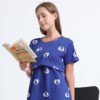 Royal Blue Heart Print Zipless Feeding Maxi Top