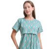 Women’s Zipless Feeding Maxi Dress Mint Green Printed Wear