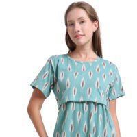 Women’s Zipless Feeding Maxi Dress Mint Green Printed Wear