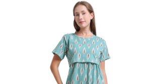 Women’s Zipless Feeding Maxi Dress Mint Green Printed Wear