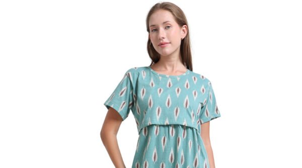 Women’s Zipless Feeding Maxi Dress Mint Green Printed Wear