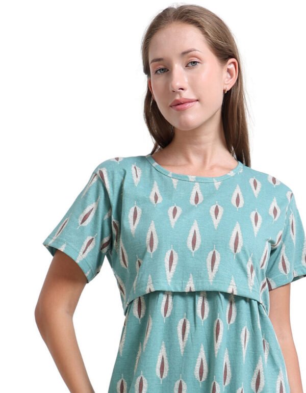 Women’s Zipless Feeding Maxi Dress Mint Green Printed Wear