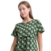 Elegant Green Printed Zipless Feeding Top