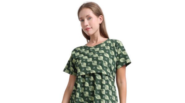 Elegant Green Printed Zipless Feeding Top