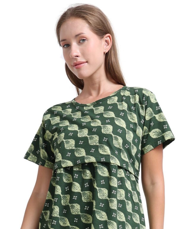 Elegant Green Printed Zipless Feeding Top