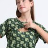 Elegant Green Printed Zipless Feeding Top