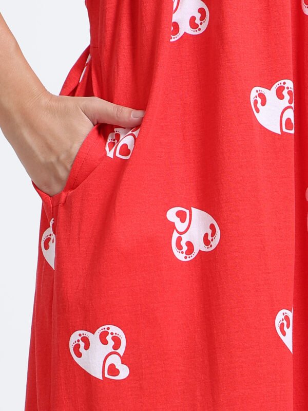 Women’s Zipless Feeding Red Heart Print Nighty