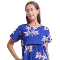 Women’s Zipless Feeding Blue Floral Print Nighty