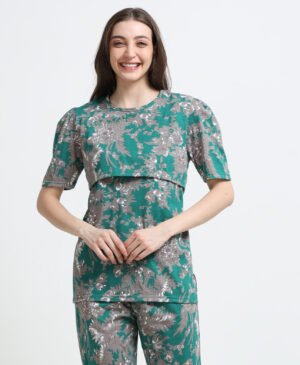 Barbet Women Cotton Maternity Feeding Night Suit Set