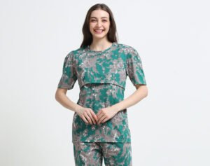 Barbet Women Cotton Maternity Feeding Night Suit Set
