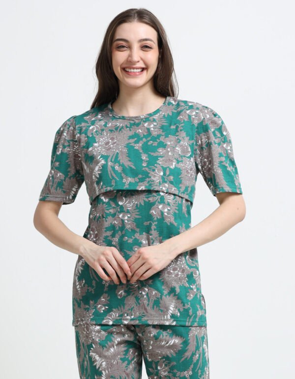Barbet Women Cotton Maternity Feeding Night Suit Set