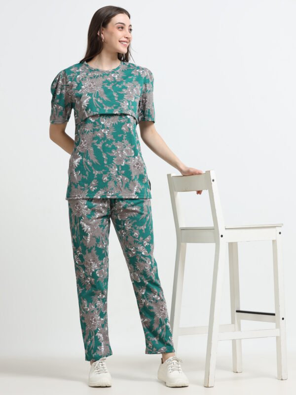 Barbet Women Cotton Maternity Feeding Night Suit Set