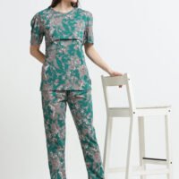 Barbet Women Cotton Maternity Feeding Night Suit Set