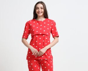 Women Printed Nursing Night Suit for Feeding Mothers