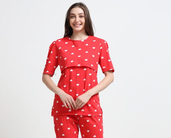 Women Printed Nursing Night Suit for Feeding Mothers