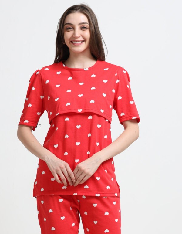 Women Printed Nursing Night Suit for Feeding Mothers