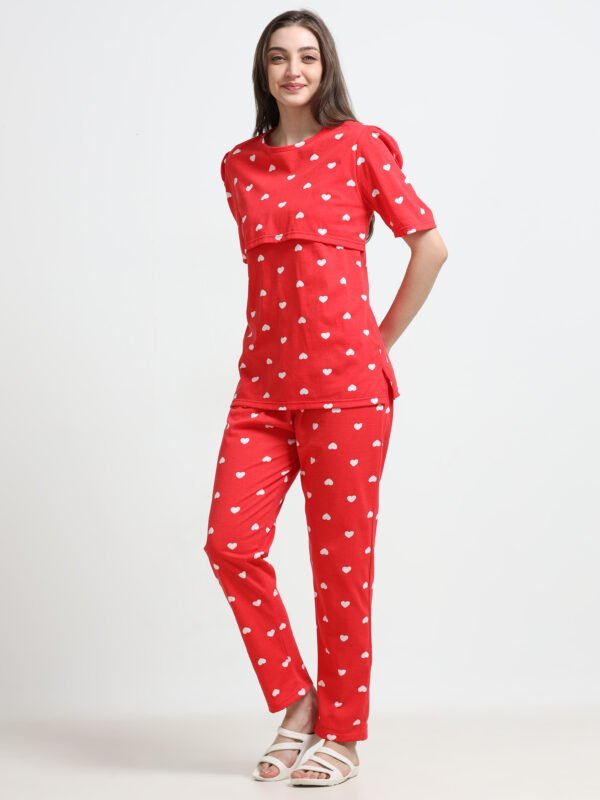 Women Printed Nursing Night Suit for Feeding Mothers