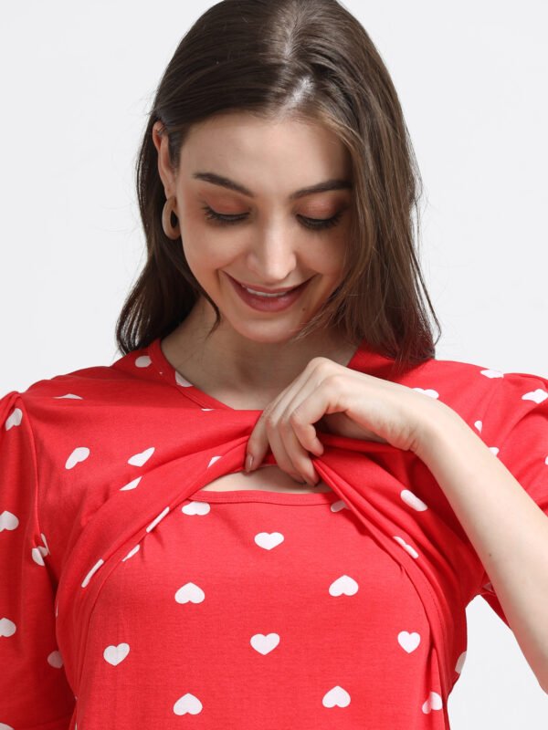 Women Printed Nursing Night Suit for Feeding Mothers