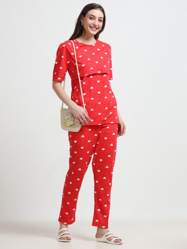 Women Printed Nursing Night Suit for Feeding Mothers