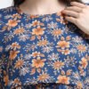 Blue Floral Printed Zipless Maternity Nightdress with Short Sleeves