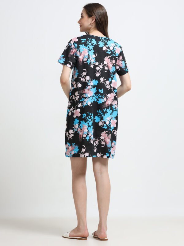 Women’s Casual Floral Print Short Sleeve Long Polo Dress