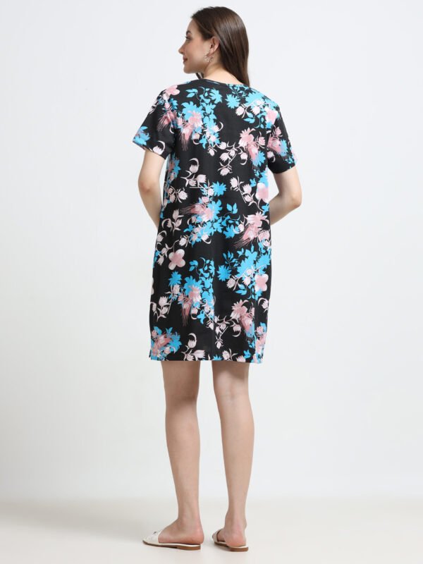 Women’s Casual Floral Print Short Sleeve Long Polo Dress