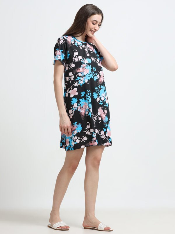 Women’s Casual Floral Print Short Sleeve Long Polo Dress