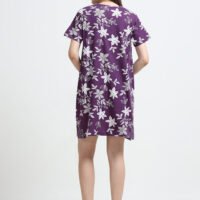 Women’s Floral Printed Cotton Blend Long T-Shirt Dress