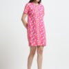 Women’s Pink Flamingo Printed Cotton Long T-Shirt Dress